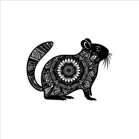Mandala Agouti Silhouette SVG with Intricate Cutout Pattern Clean Animal Design for Cricut Laser Cutting and Vinyl Decalsのイラスト素材
