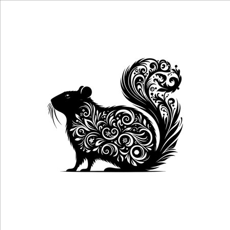 Boho Agouti Silhouette with Tribal Feathers Crescent Moons and Dots in Black Vector for Mystical Animal Art and Bohemian Designのイラスト素材