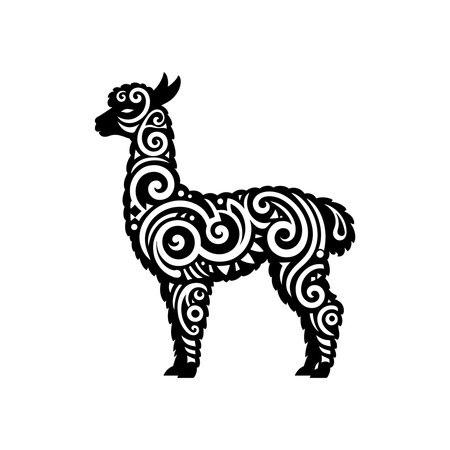 Mandala Alpaca Silhouette with Light Cutout Patterns and Clean Edges Vector for Cricut SVG Files Stickers and Decorative Craft Projectsのイラスト素材