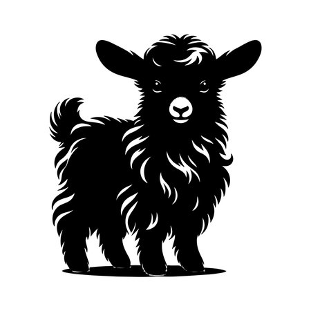 Angora Goat Silhouette Vector Black SVG Clipart Isolated Farm Animal Graphic for Cricut Laser Cutting and Printのイラスト素材