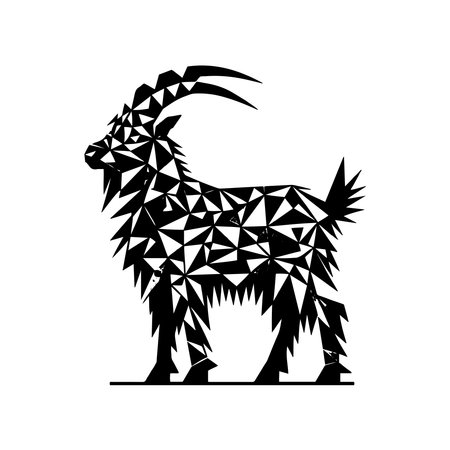 Geometric Angora Goat Silhouette SVG Formed with Triangles Circles and Rectangles for Modern Farm Animal Clipart Cricut Projectsのイラスト素材
