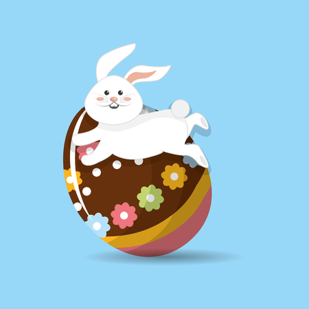 happy easter rabbit eggs day iconのイラスト素材