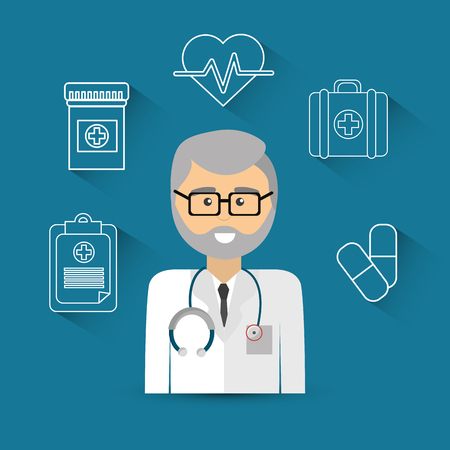 Hospital doctor with his tools iconのイラスト素材
