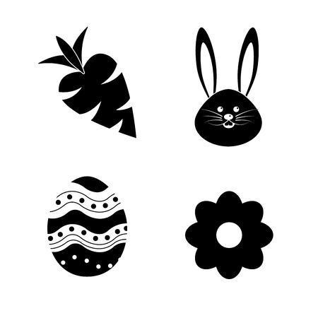 happy easter rabbit eggs day iconのイラスト素材