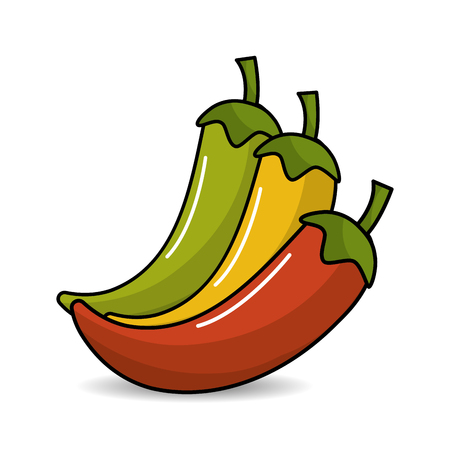 yellow, red and green chili pepper iconのイラスト素材