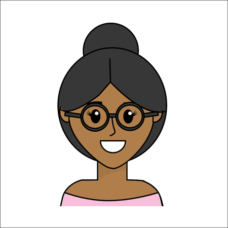 people, happy face woman with glasses iconのイラスト素材