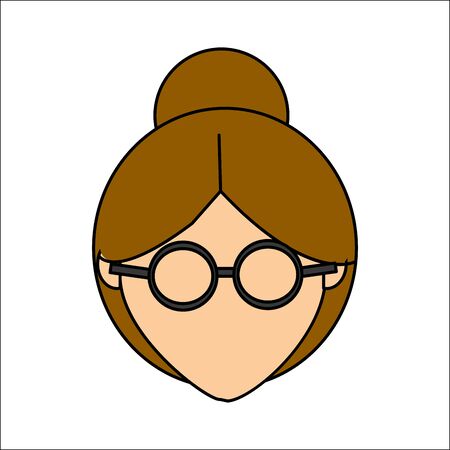people, avatar face woman with glasses iconのイラスト素材