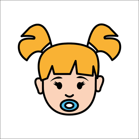 Girl baby face with pacifier avatar iconのイラスト素材