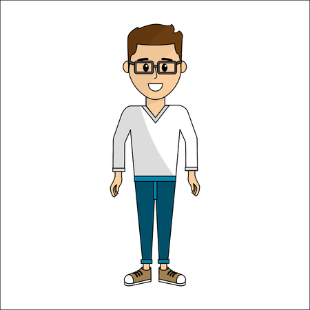 People, man with casual cloth and glasses avatar iconのイラスト素材