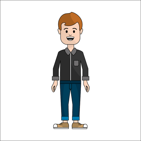 People, man with casual cloth with mustache avatar iconのイラスト素材