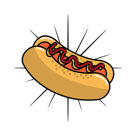 Cute hot dog fast food iconのイラスト素材