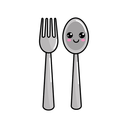 happy spoon and fork iconのイラスト素材