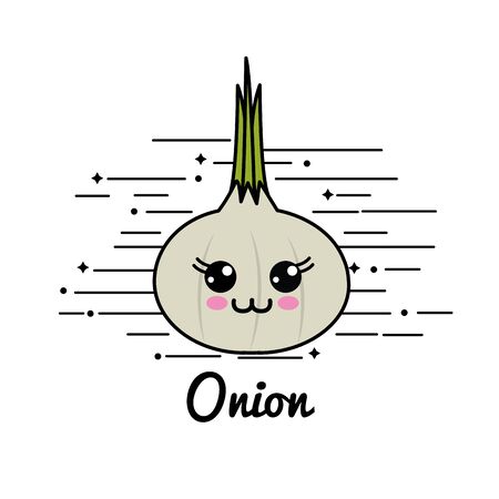 Emblem kawaii happy garlic vegetable iconのイラスト素材