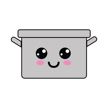 Cute kawaii happy cooking pot iconのイラスト素材