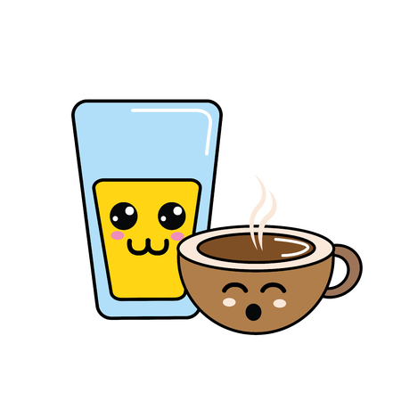 happy glass juice and coffee cupのイラスト素材