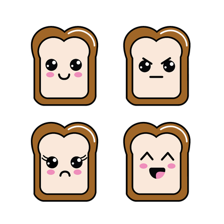 halved bread faces iconのイラスト素材