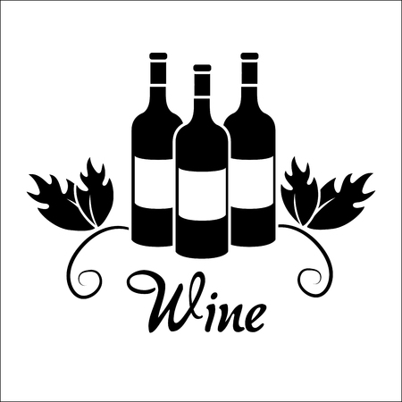 bottles with bubble of wine iconのイラスト素材