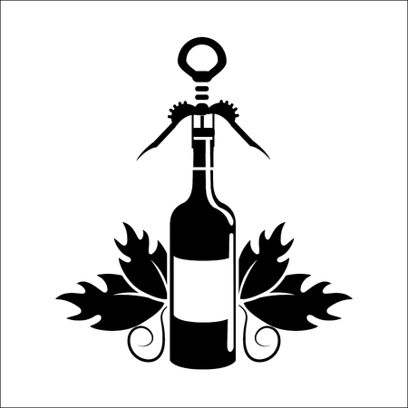 bottle of wine with take out cork iconのイラスト素材