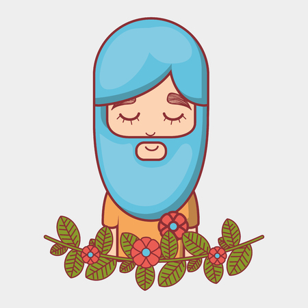 hippie with meditation with long beard, vector illustrationのイラスト素材