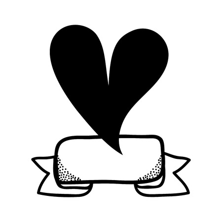 heart love with ribbon decoration, vector illustration designのイラスト素材