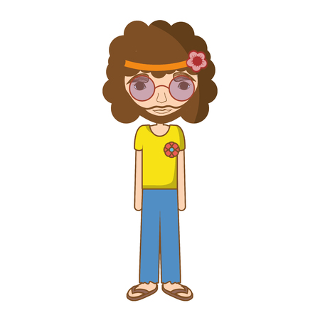 Hippie face man with glasses and hairstyle, vector illustration designのイラスト素材