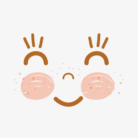 happy face with cheeks and eyes, vector illustrationのイラスト素材