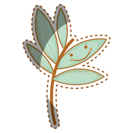 kawaii plant with eyes and mouthのイラスト素材