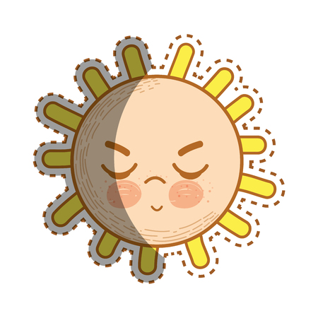 Illustration of kawaii angry sun iconのイラスト素材