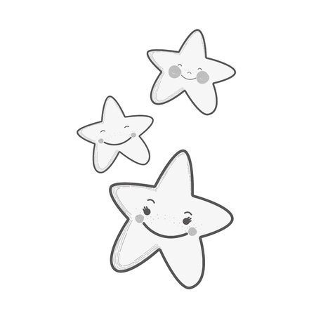 Illustration of white kawaii happy stars expressionのイラスト素材