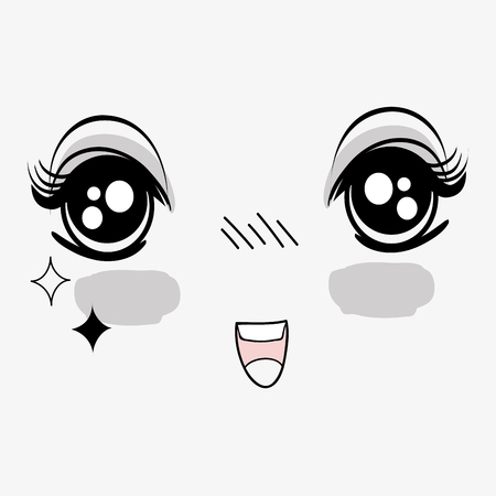 Anime surprised happy face womanのイラスト素材