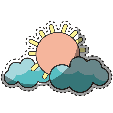 Sun and clouds cartoon characterのイラスト素材