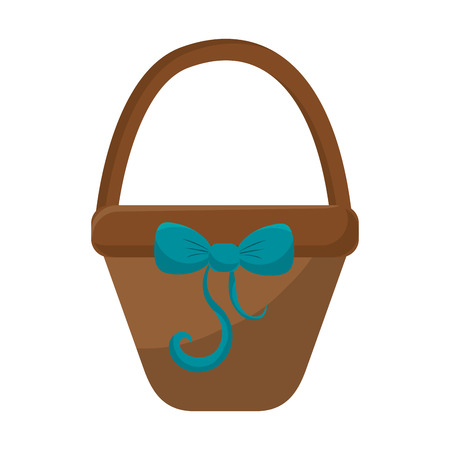 Brown hamper with blue ribbon bow decorationのイラスト素材