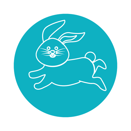 Sticker happy rabbit running cartoonのイラスト素材