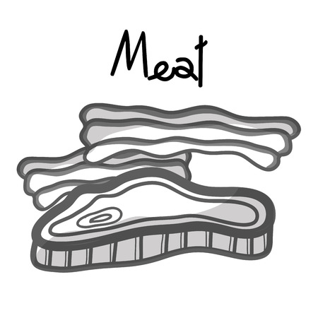 Meat and bacon fast food iconのイラスト素材
