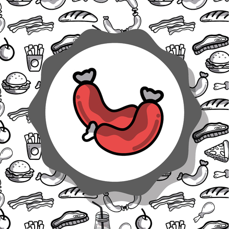 Delicious sausage fast food iconのイラスト素材