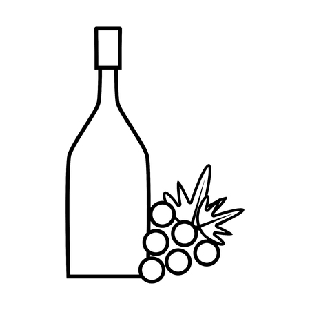 Figure wine bottle with grape fruitのイラスト素材