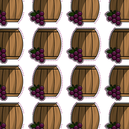 Barrel of wine with grape backgroundのイラスト素材