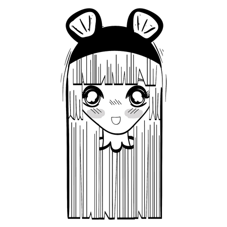 Anime nice surprised woman with costumeのイラスト素材