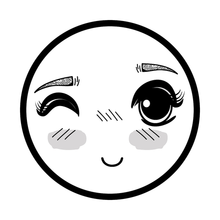 Symbol anime cute expression woman faceのイラスト素材