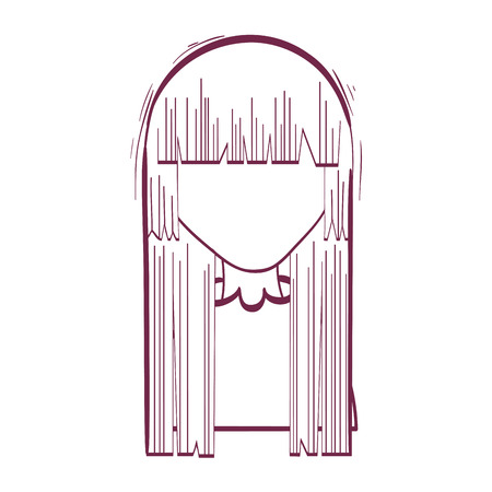 Silhouette anime woman with hairstyle and clothのイラスト素材