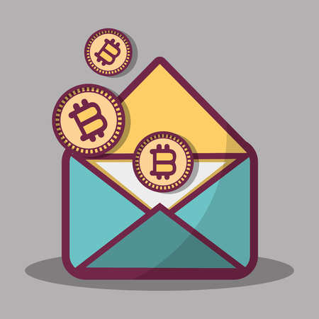 color message icon and bitcoin money currencyのイラスト素材