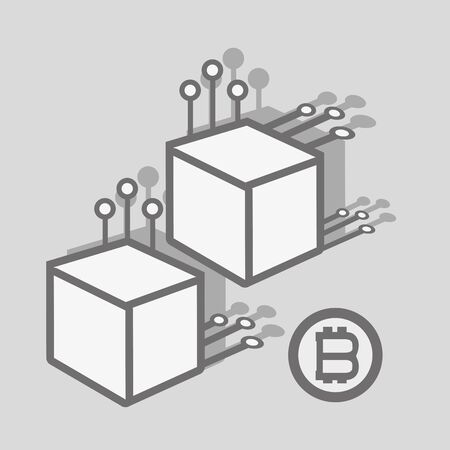 line icon circuit connetion bitcoin money currencyのイラスト素材