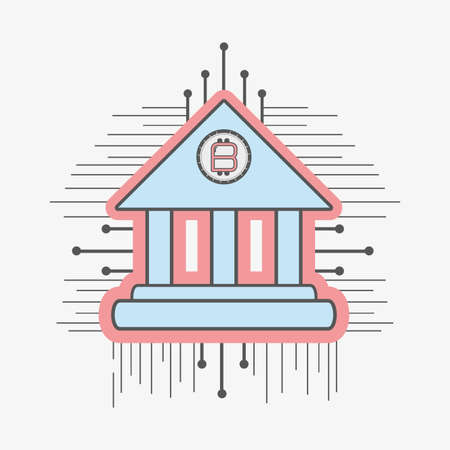 line icon circuit bank bitcoin money currencyのイラスト素材