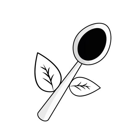 figure spoon kitchen tool with leavesのイラスト素材