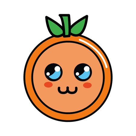 cute thinking orange fruitのイラスト素材