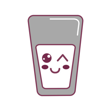 silhouette cute happy juice glass, vector illustrationのイラスト素材