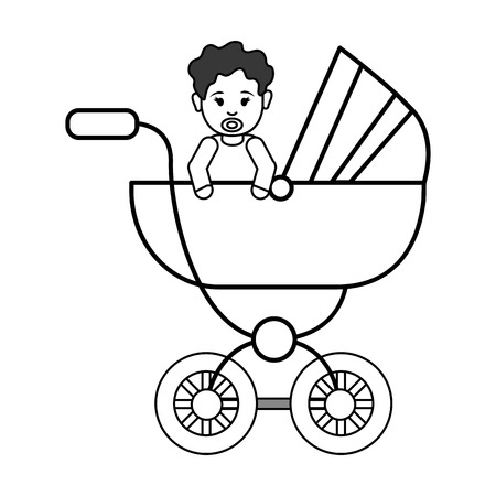 silhouette baby girl inside carriage icon, vector illustration design imageのイラスト素材