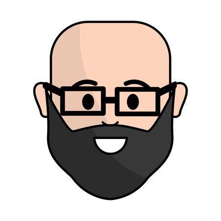 people, happy face man with glasses icon, vector illustrationのイラスト素材