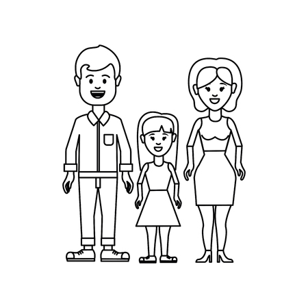 figure couple with their daughter icon, vector illustration designのイラスト素材