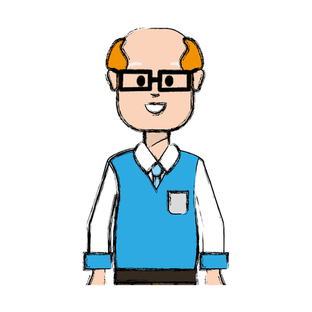 happy man with glasses, shirt and vestのイラスト素材